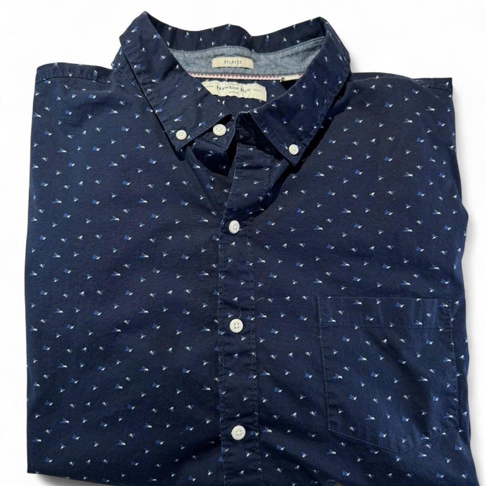 Hawker Rye Button Shirt Navy Blue Mens Lightweight Pocket, 3X